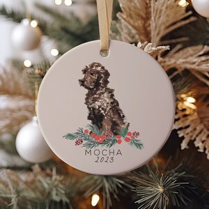 Doodle Christmas Ornament, Brown Doodle, Chocolate Golden Doodle, Labradoodle, Dog Ornament, Golden Doodle Owner, Personalized Ornament
