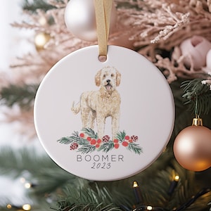 Goldendoodle Ornament, Yellow Golden Doodle, Cream Golden Doodle, Labradoodle, Dog Ornament, Custom Christmas Gift, Personalized Ornament