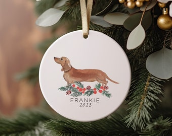 Tan Dachshund Ornament, Tan Dachshund Christmas Gift, Dog Ornament, Custom Christmas Gift, Personalized Ornament