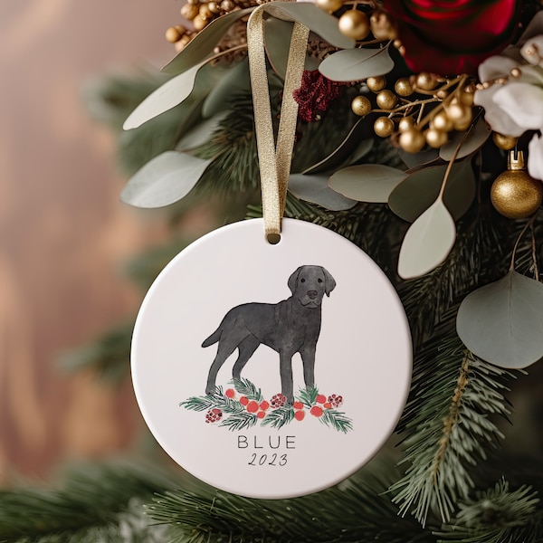 Dark Gray Labrador Retriever Ornament, Silver Black Lab Retriever Christmas Gift, Dog Ornament, Custom Christmas Gift, Personalized Ornament