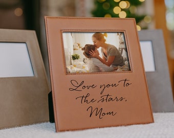 Custom Handwriting Photo Frame, Personalized Leatherette Frame with Your Handwritten Note, Custom gift for Mom, Dad, Grandparents