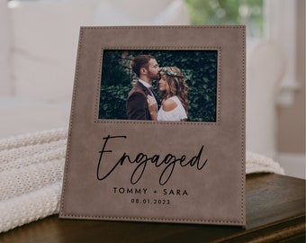 Engaged Couple Picture Frame, Personalized Engagement Photo Frame, Engraved Picture Frame, Personalized Engaged Gift, Custom Couple Frame