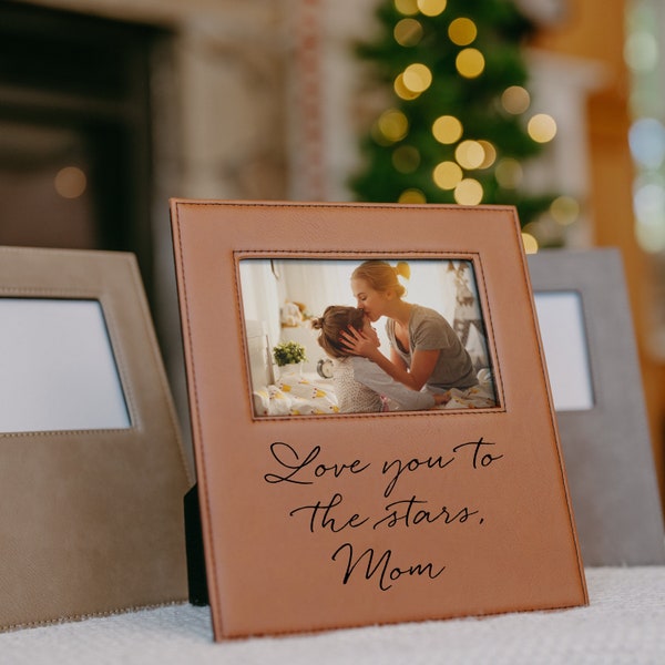 Custom Handwriting Photo Frame, Personalized Leatherette Frame with Your Handwritten Note, Custom gift for Mom, Dad, Grandparents