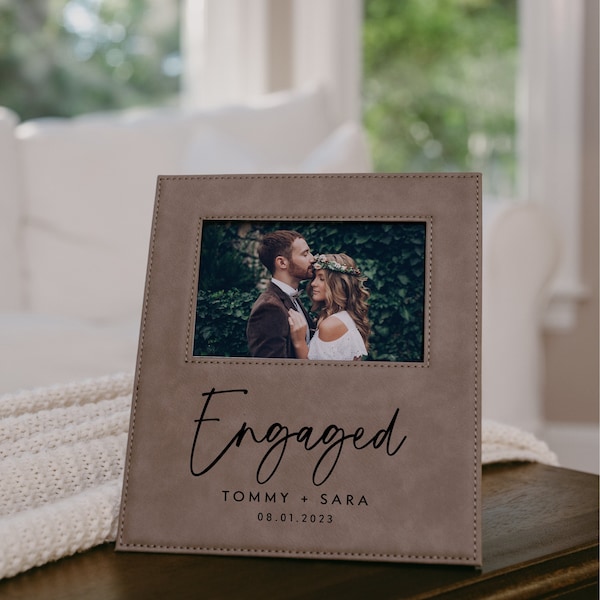 Engaged Couple Picture Frame, Personalized Engagement Photo Frame, Engraved Picture Frame, Personalized Engaged Gift, Custom Couple Frame