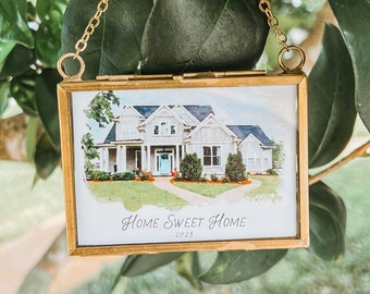 Framed Watercolor Home Ornament, Watercolor House Portrait Ornament, New Home, Home Sweet Home, House Painting, Christmas, Childhood Home