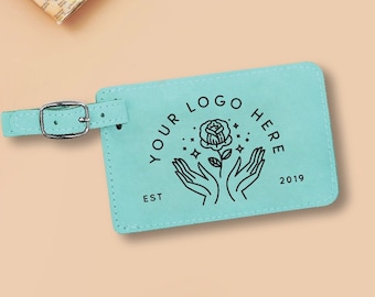 Your Logo Custom Luggage Tag, Your custom text, Personalized Luggage Tag, Leatherette Custom Tag, Luggage Tag with Name, Bachelorette