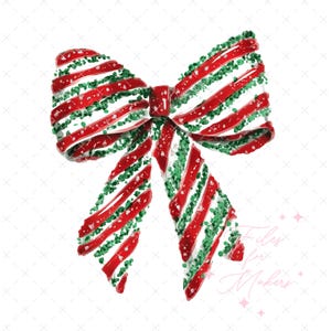 Coquette Glitter Christmas tree cake bow Png, Sublimation Design, red green bow Instant Download, Clipart, Trending png, Holiday vibes