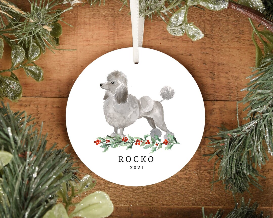 Gray Poodle Christmas Ornament Standard Poodle Christmas Etsy