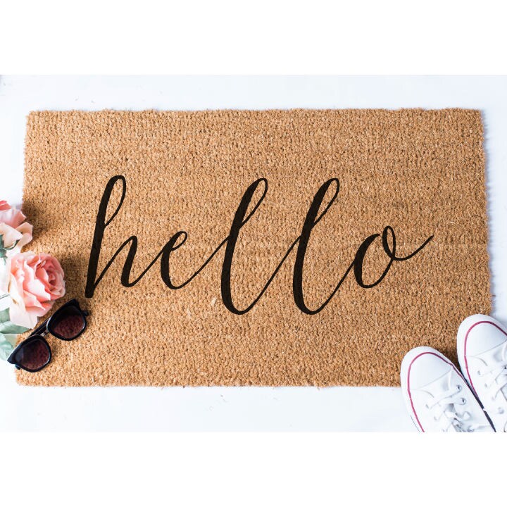 Hello Doormat Mat Cute Doormat Unique Doormat Etsy