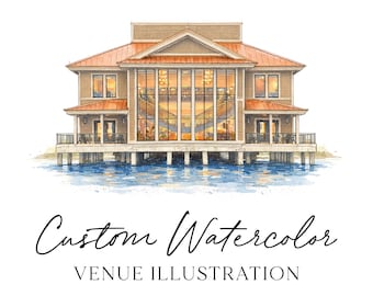 Custom Watercolor Venue Illustration, Venue Potrait to use on Invitations, Personalized Venue Download, Digital Download, Print at Home
