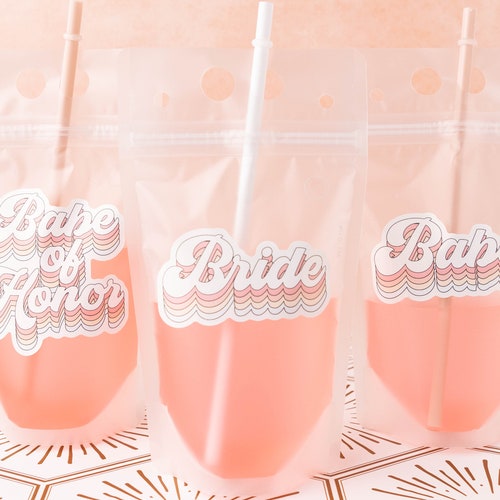 Bridal Party Drink Pouches Bachelorette Drink Pouch Retro Etsy