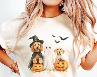Watercolor Halloween Dogs png Design, Goldendoodle, Dachshund Sublimation Png Design, Doodle png, Tshirt Graphic, Mug Png, Digital Download