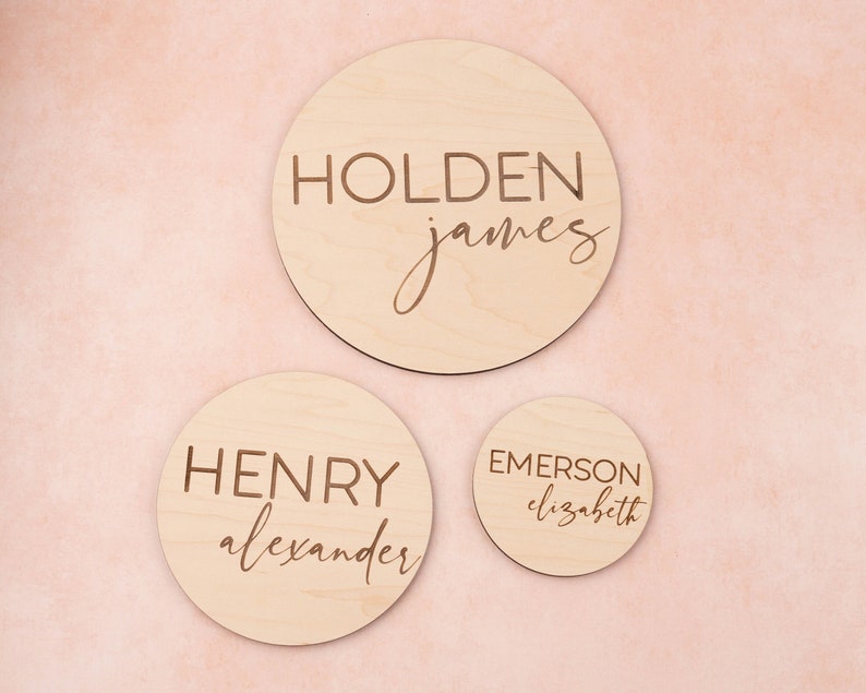Engraved Baby Name Sign, Newborn Photo Prop, Wooden Name Sign, Modern Birth Announcement, Baby Name Plaque, Name Announcement for Hospital image 3