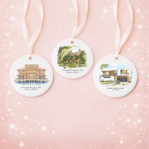 Custom Watercolor House Ornament, Personalized Home Christmas Ornament, Personalized Christmas Ornament Gift, Housewarming 画像 2