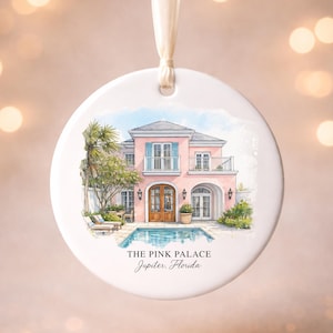 Custom Watercolor House Ornament, Personalized Home Christmas Ornament, Personalized Christmas Ornament Gift, Housewarming 画像 5