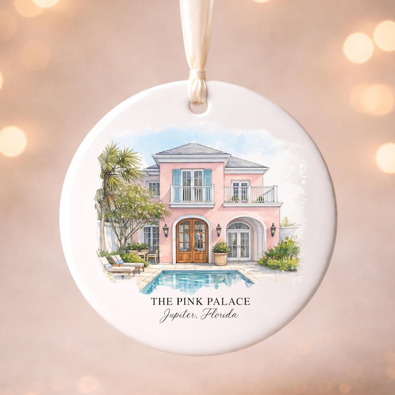 Custom Watercolor House Ornament, Personalized Home Christmas Ornament, Personalized Christmas Ornament Gift, Housewarming 画像 5