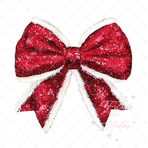 Red Sequin Bow with Fur Trim Png, Christmas Sublimation Design, Santa Bow Instant Download, Clipart, Trending sublimation png,Holiday vibes