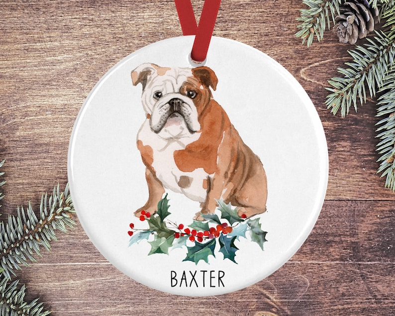 English Bulldog Christmas Ornaments 