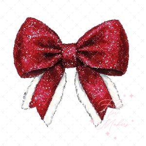 Red Sequin Bow with Fur Trim Png, Christmas Sublimation Design, Santa Bow Instant Download, Clipart, Trending sublimation png,Holiday vibes