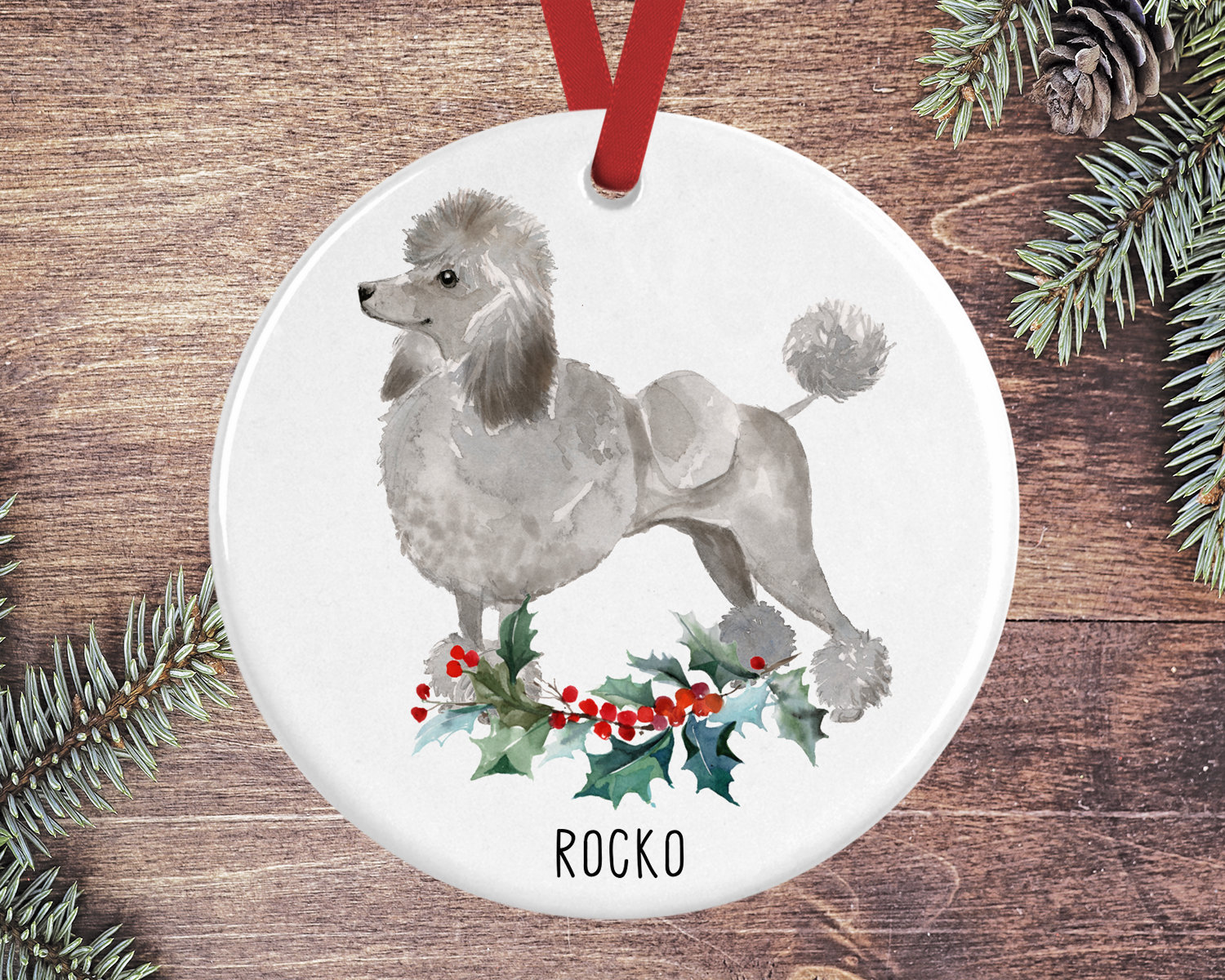 Gray Poodle Christmas Ornament Standard Poodle Christmas Etsy