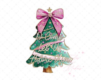 Bow Christmas Tree Jesus Png, Christian Christmas Sublimation Design, Pink Christmas, Instant Download, Clipart, Trending png, Holiday vibes