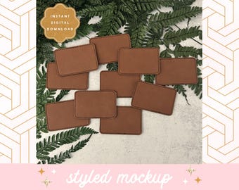 Leatherette Patch Mockups, Set of 6 Stock Photos, Stock Photography, Brand Photos, Shop Images, Mock Up