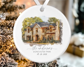 Custom Wedding Venue Ornament, Watercolor Wedding Location Ornament, Bride Keepsake, Gift for Newlyweds, Personalized Christmas Ornament