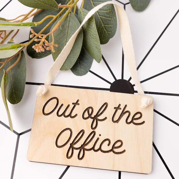 Engraved Office Sign, Out of Office Wood Sign, Out to Lunch Notice, Real Estate Agent, Doctor, Salon