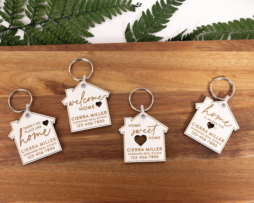 Personalized Real Estate Agent Logo Key Chain Custom Client Gift ...