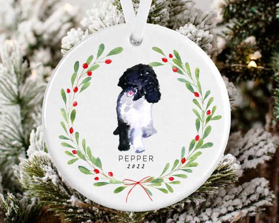 Black and top white dog ornament