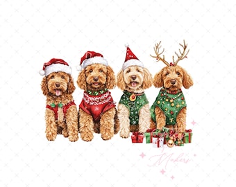 Goldendoodle Christmas png Design, Watercolor Golden Doodle Png, Holiday Labradoodle Sublimation Design, Tshirt Graphic, Digital Download