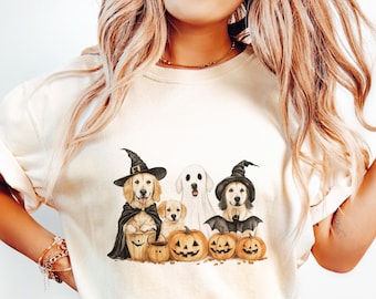 Aquarell Halloween Hunde Png Design, Golden Retriever Sublimation Png Design, Tshirt Grafik, Becher Png, digitaler Download, Clip Art Datei