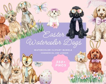 Easter Dogs Png, Easter Pet Lover Clipart Bundle, Cute Holiday Dogs Pngs, Spring Dogs Png, Dog Lover Gift, Sublimation Pngs,Digital Download