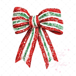 Coquette Glitter Christmas tree cake bow Png, Sublimation Design, red green bow Instant Download, Clipart, Trending png, Holiday vibes