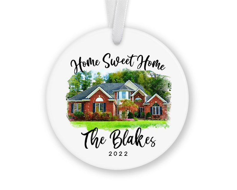 Custom Home Ornament, Custom Watercolor House Christmas Ornament,Personalized Christmas Ornament Gift, Housewarming image 2