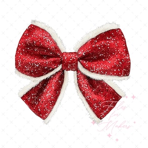 Red Sequin Bow with Fur Trim Png, Christmas Sublimation Design, Santa Bow Instant Download, Clipart, Trending sublimation png,Holiday vibes