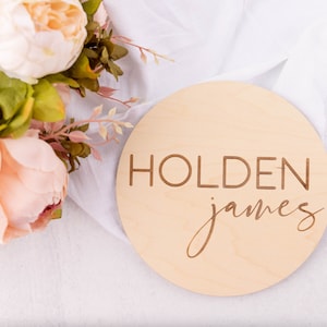 Engraved Baby Name Sign, Newborn Photo Prop, Wooden Name Sign, Modern Birth Announcement, Baby Name Plaque, Name Announcement for Hospital
