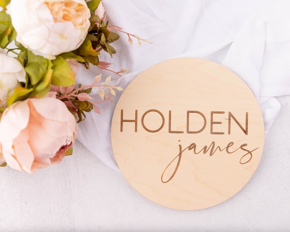 Engraved Baby Name Sign, Newborn Photo Prop, Wooden Name Sign, Modern Birth Announcement, Baby Name Plaque, Name Announcement for Hospital
