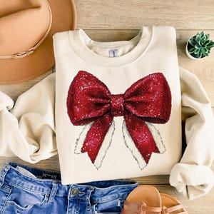 Red Sequin Bow with Fur Trim Png, Christmas Sublimation Design, Santa Bow Instant Download, Clipart, Trending sublimation png,Holiday vibes