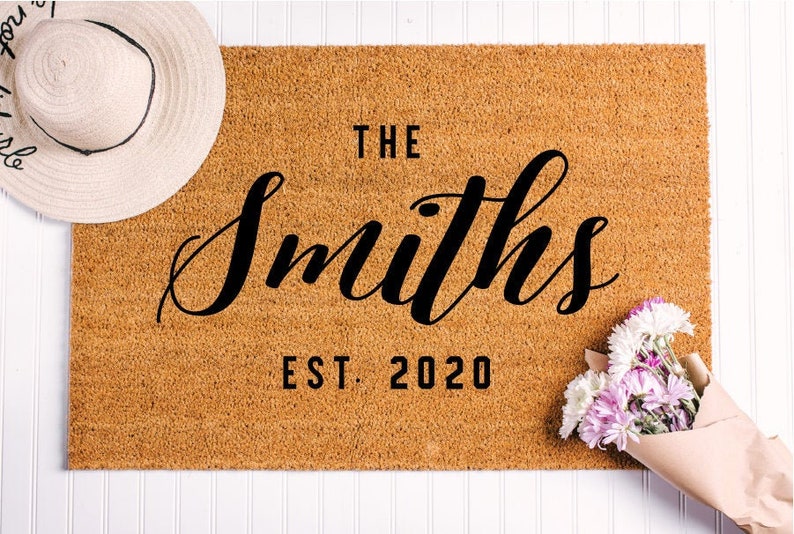 Closing Gift Idea, Personalized Last Name Doormat, Custom Floor Mat, Gift for Newlyweds or Wedding 