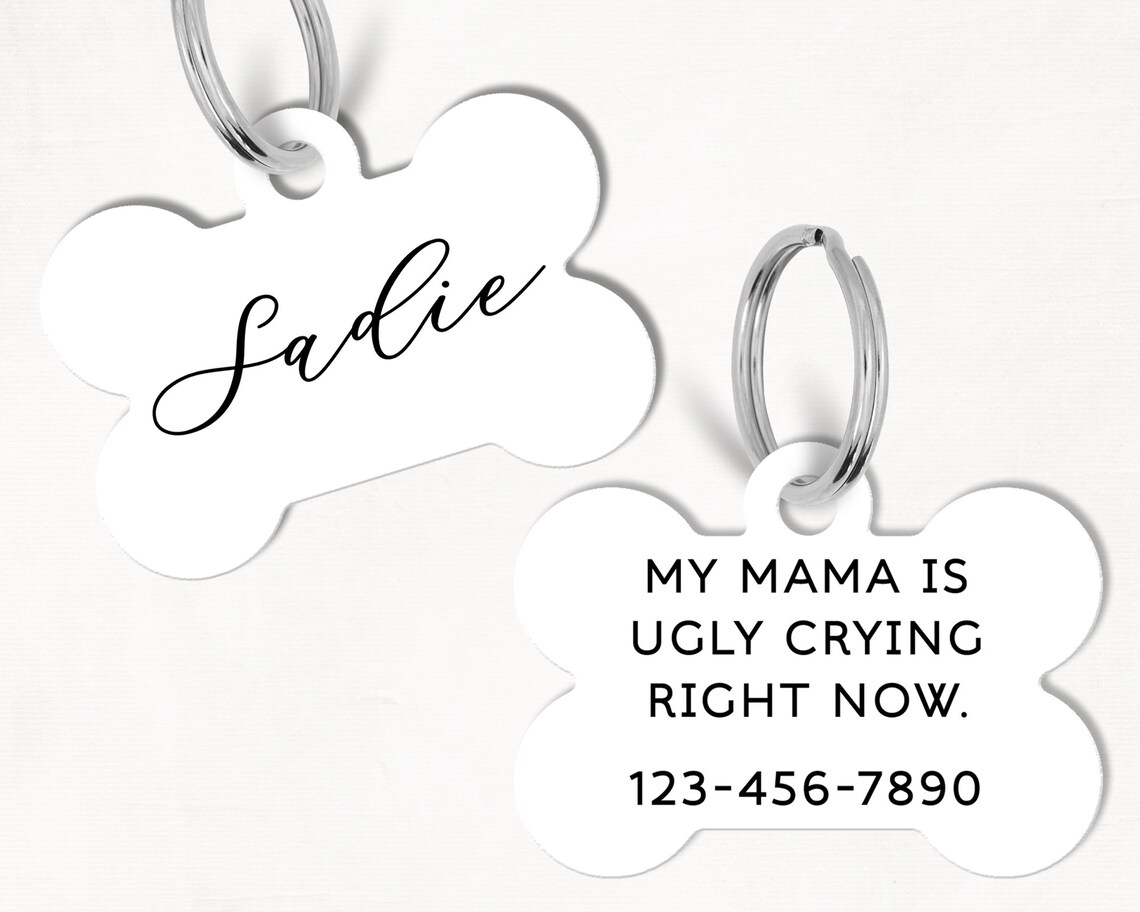 Black Calligraphy Personalized Dog Tag Custom Dog Tag Double Etsy