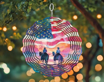 Watercolor Flag Patriotic Wind Spinner Design PNG, Western Wind Spinner PNG, American Flag PNG, Sublimation, Western Sublimation Designs