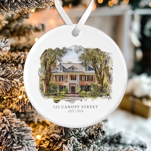 Custom Watercolor House Ornament, Personalized Home Christmas Ornament, Personalized Christmas Ornament Gift, Housewarming