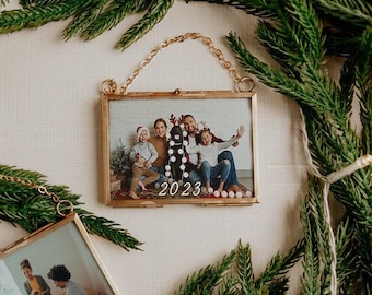 Family Picture Ornament 2023, Gold Frame Family Photo Ornament, 2023 Memories Ornament, Keepsake, Heirloom, Personalized Ornament, Custom