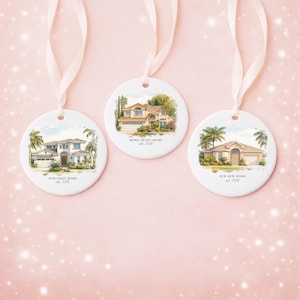 Custom Watercolor House Ornament, Personalized Home Christmas Ornament, Personalized Christmas Ornament Gift, Housewarming 画像 3