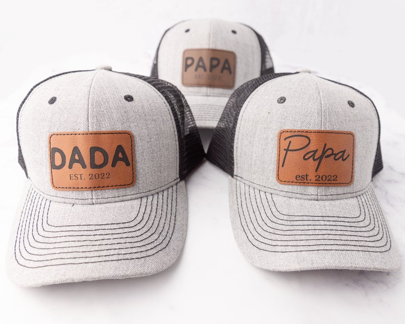 Father's Day Custom Hat, Patch Cap, Est 2022, New Dad Gift, Papa, Grandpa, Pop Pop, Dada, Daddy, Poppy, Custom Patch Hat, Trucker Hat image 1