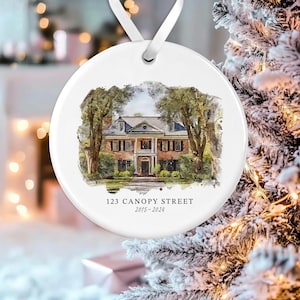 Custom Watercolor House Ornament, Personalized Home Christmas Ornament, Personalized Christmas Ornament Gift, Housewarming 画像 8