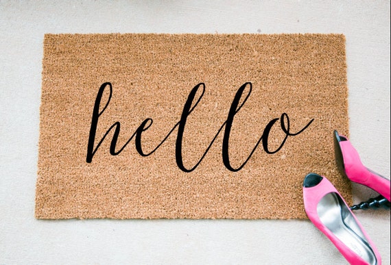 Hello Doormat Welcome Door Mat Hello Doormat Newlywed Gift Housewarming Gift Large Doormat Personalized Doormat Custom Doormat Coir