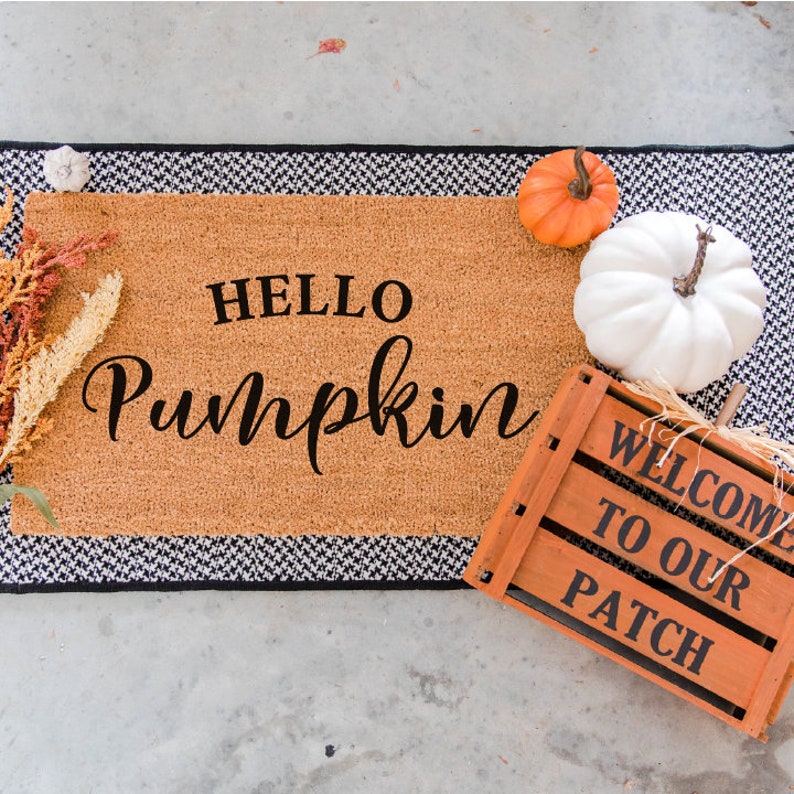 Hello Pumpkin Doormat Fall Doormat Fall Decor Pumpkin Door Etsy Canada