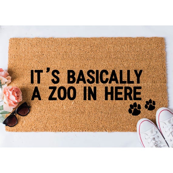Zoo In Here Doormat Funny Doormat Dog Doormat Dog Lover Gift Funny Door Mat Welcome Mat Golden Doodle Doormat Cat Doormat Coir Mat